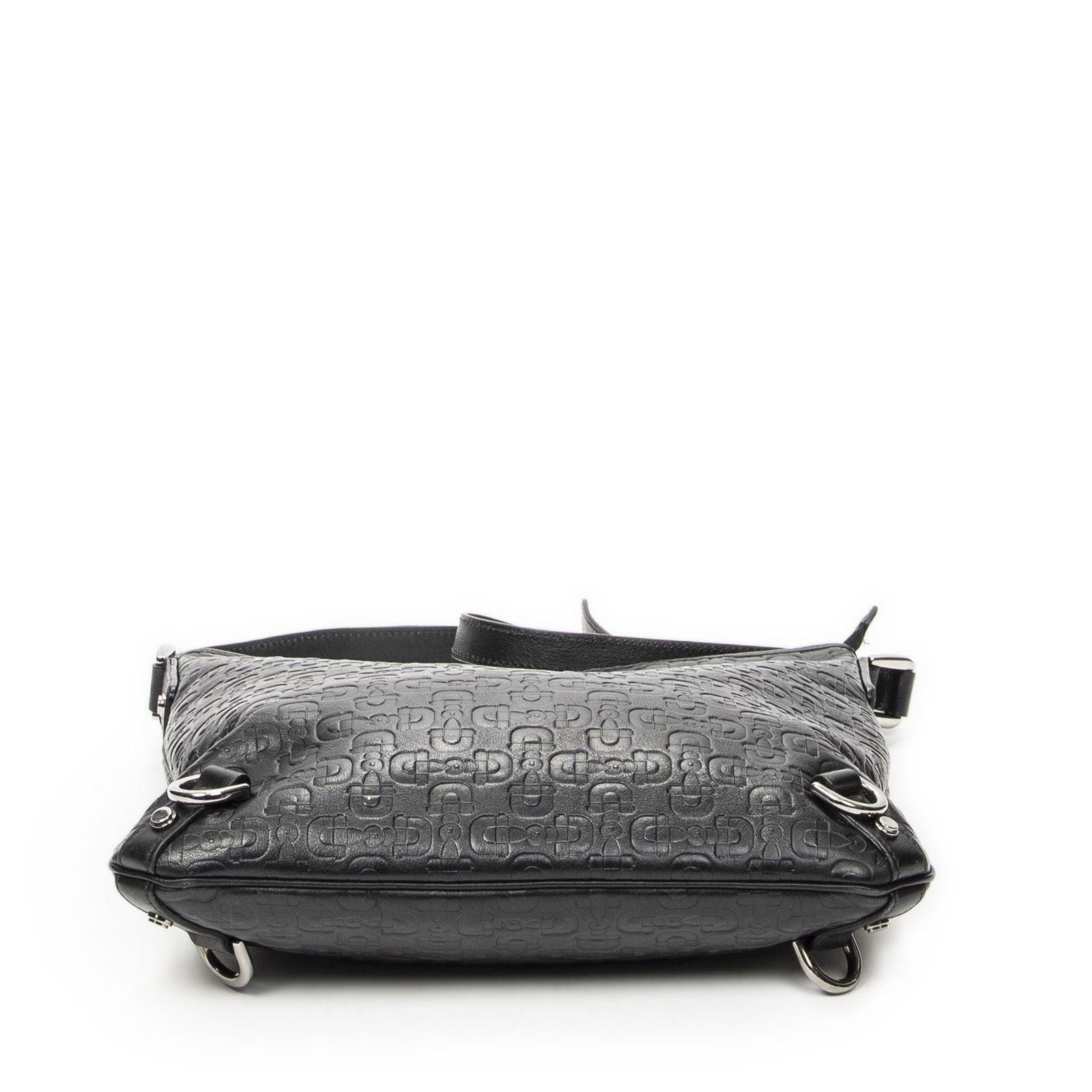 Gucci Abbey D Ring Crossbody Black Horsebit Embossed Leather — view 6