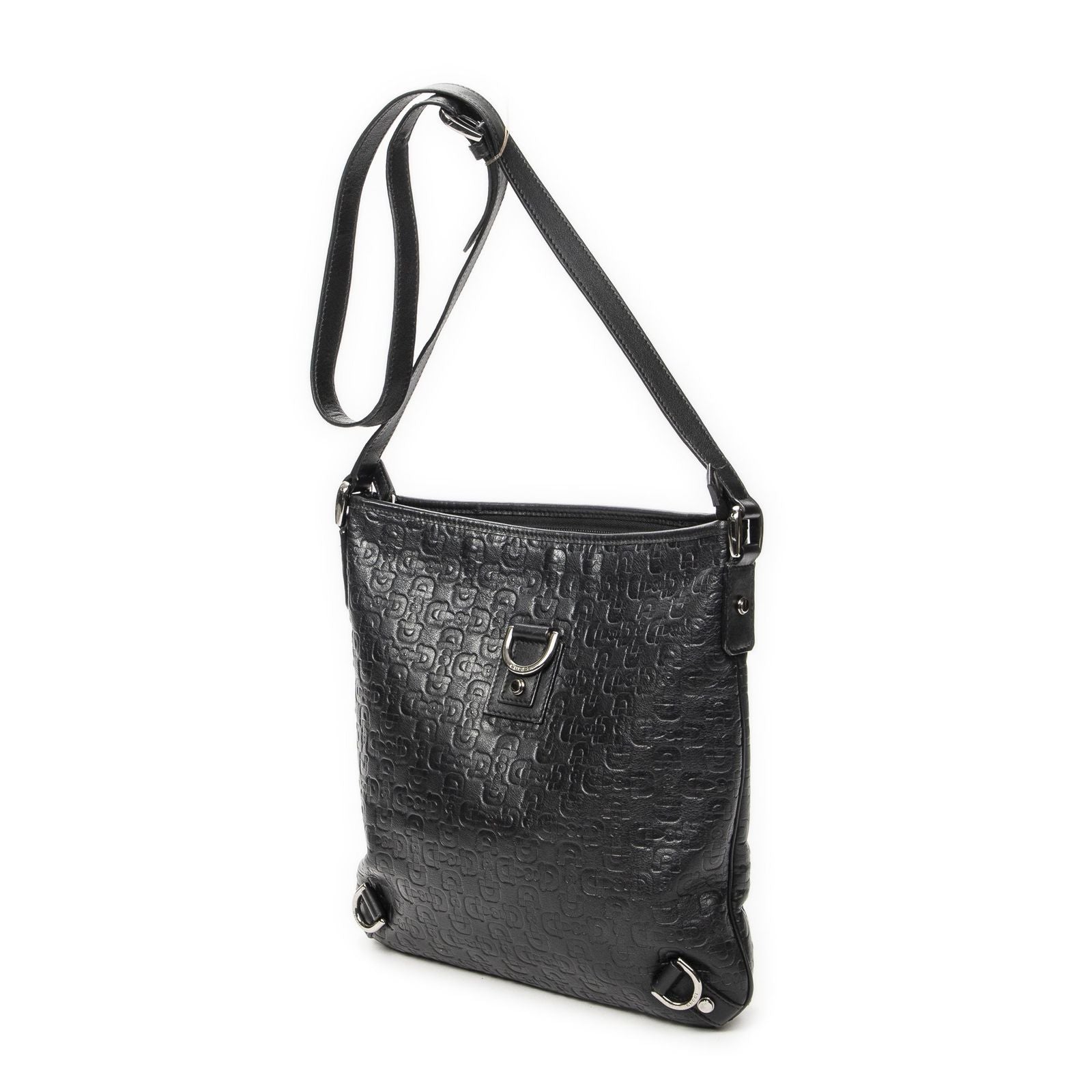 Gucci Abbey D Ring Crossbody Black Horsebit Embossed Leather — view 2