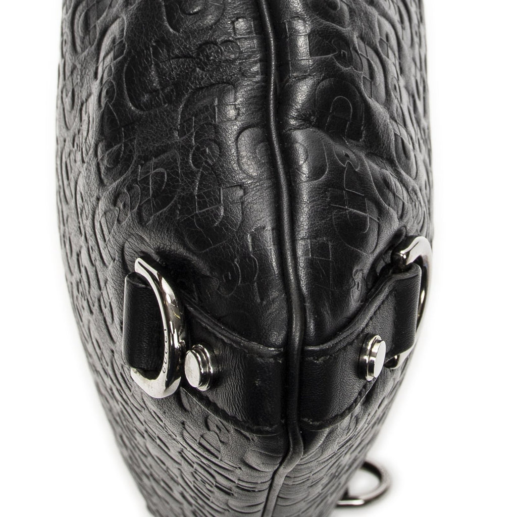 Gucci Abbey D Ring Crossbody Black Horsebit Embossed Leather — view 8