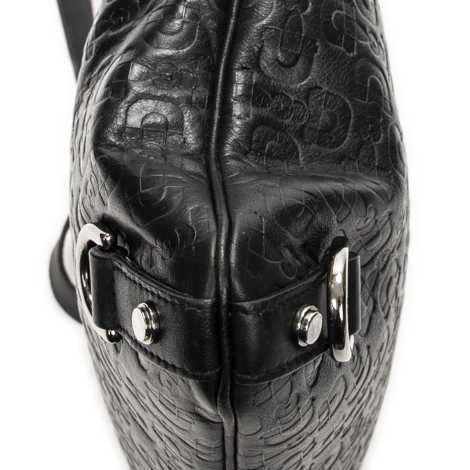 Gucci Abbey D Ring Crossbody Black Horsebit Embossed Leather — view 7