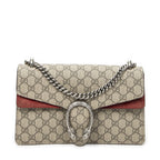 Gucci Small Dionysus Chain Crossbody Red Beige Supreme Canvas