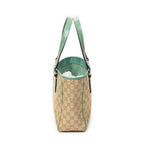 Gucci Small Shoulder Tote Teal Beige GG Canvas — view 4
