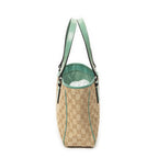 Gucci Small Shoulder Tote Teal Beige GG Canvas — view 3