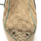 Gucci Small Shoulder Tote Teal Beige GG Canvas — view 7