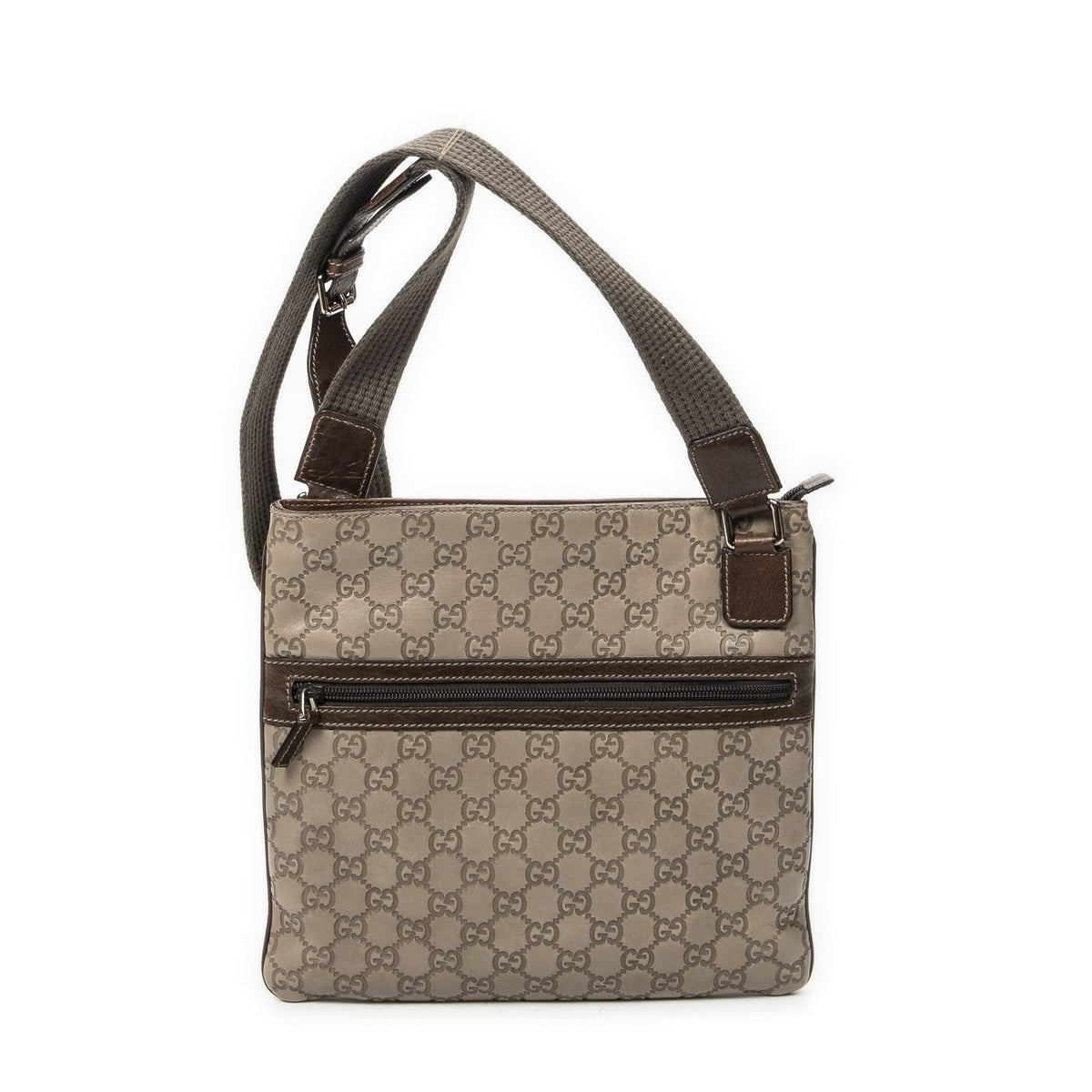 Gucci Front Pocket Flat Messenger Light Brown Guccissima Bag
