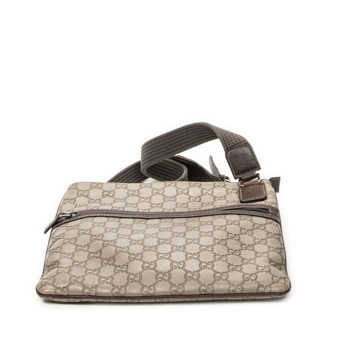 Gucci Front Pocket Flat Messenger Light Brown Guccissima Bag — view 6