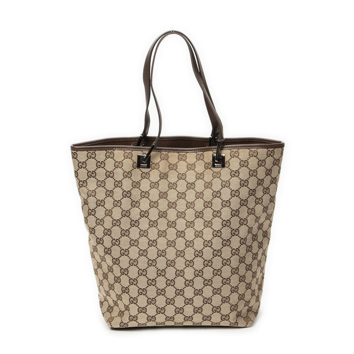 Gucci Height Long Tote Brown Beige GG Canvas
