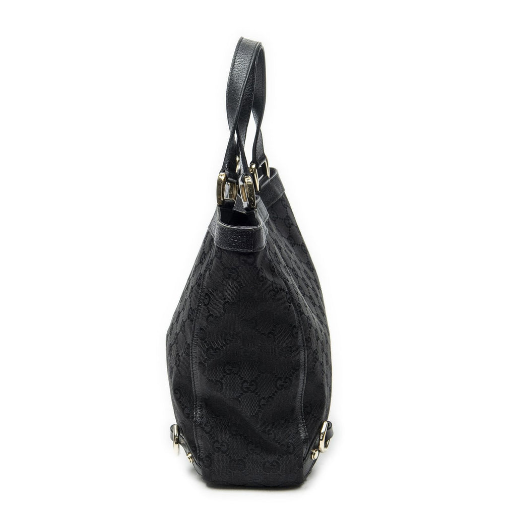 Gucci Small Abbey D Ring Tote Black GG Canvas — view 3