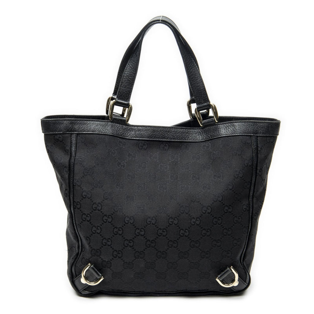 Gucci Small Abbey D Ring Tote Black GG Canvas — view 5