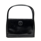Gucci Vintage Rectangular Top Handle Black Gray Calfskin Leather