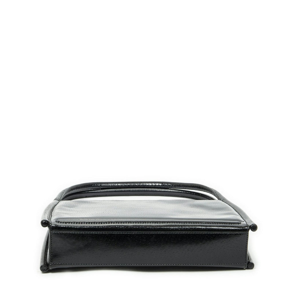 Gucci Vintage Rectangular Top Handle Black Gray Calfskin Leather — view 6