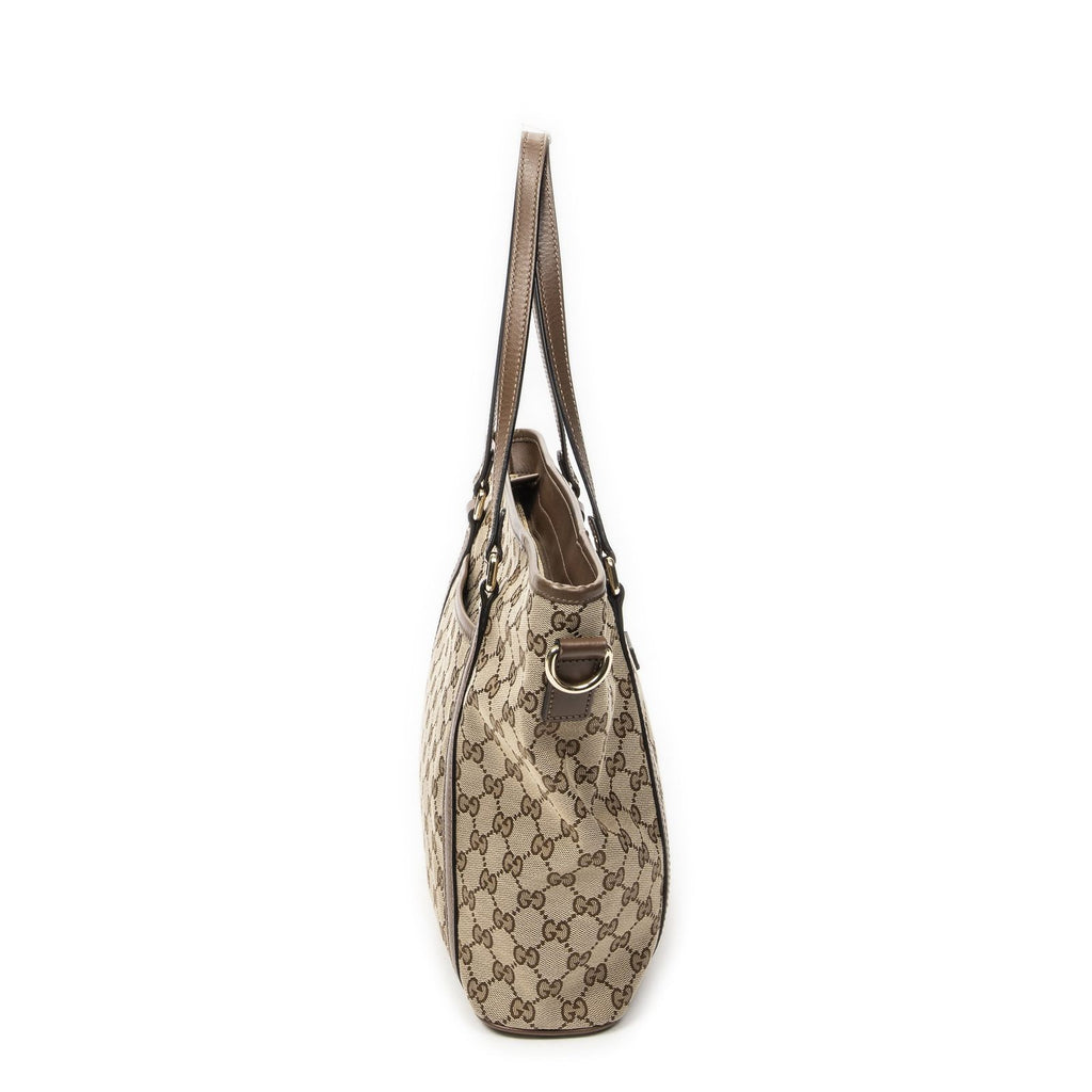 Gucci Zip Shopping Tote Brown Beige GG Canvas — view 4