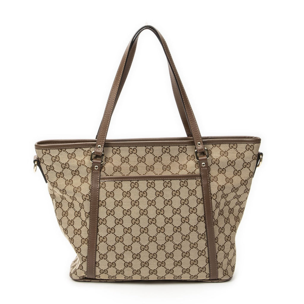 Gucci Zip Shopping Tote Brown Beige GG Canvas — view 5