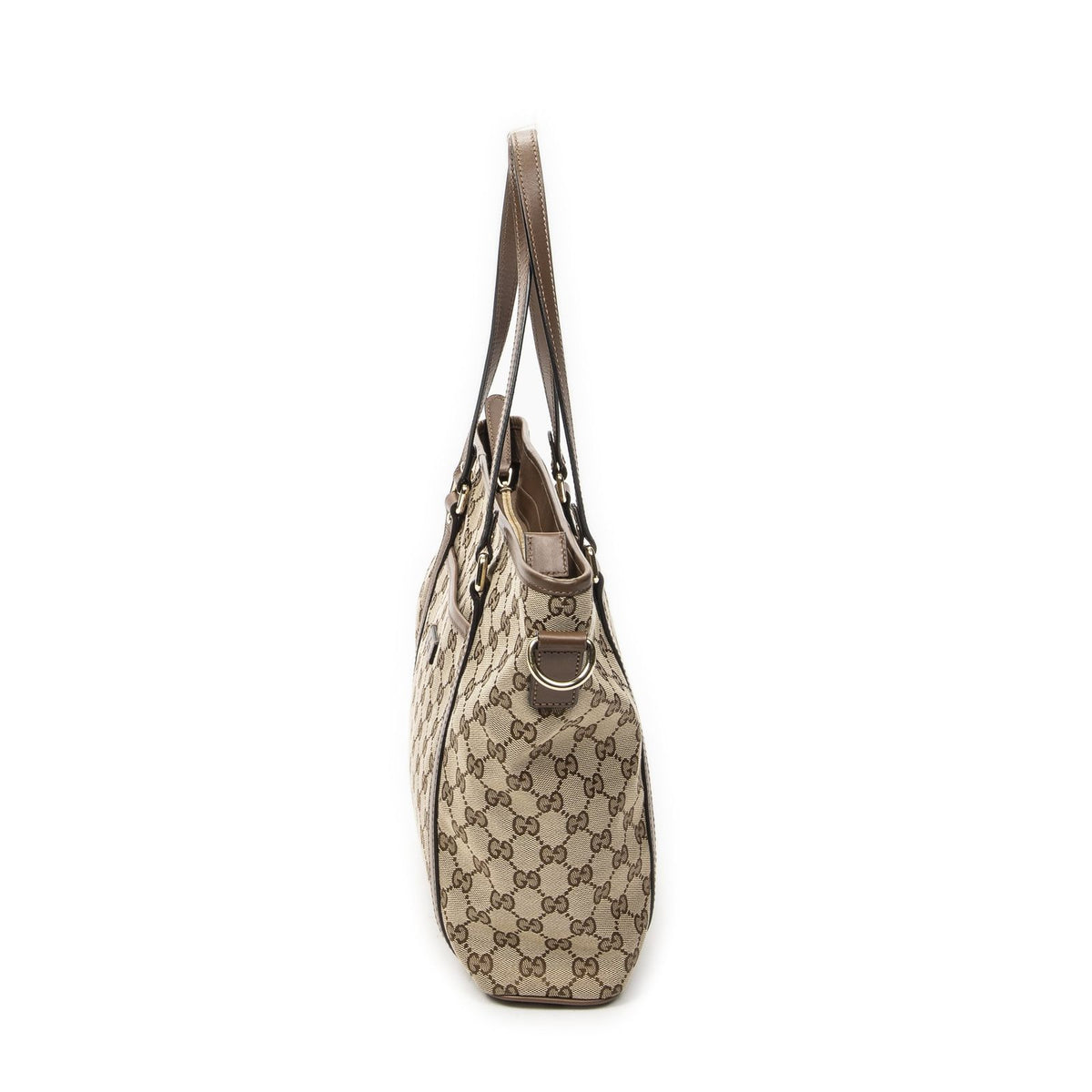 Gucci Zip Shopping Tote Brown Beige GG Canvas — view 3