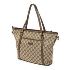 Gucci Zip Shopping Tote Brown Beige GG Canvas — view 2