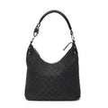 Gucci Ring Handle Zip Hobo Black GG Canvas