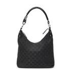 Gucci Ring Handle Zip Hobo Black GG Canvas