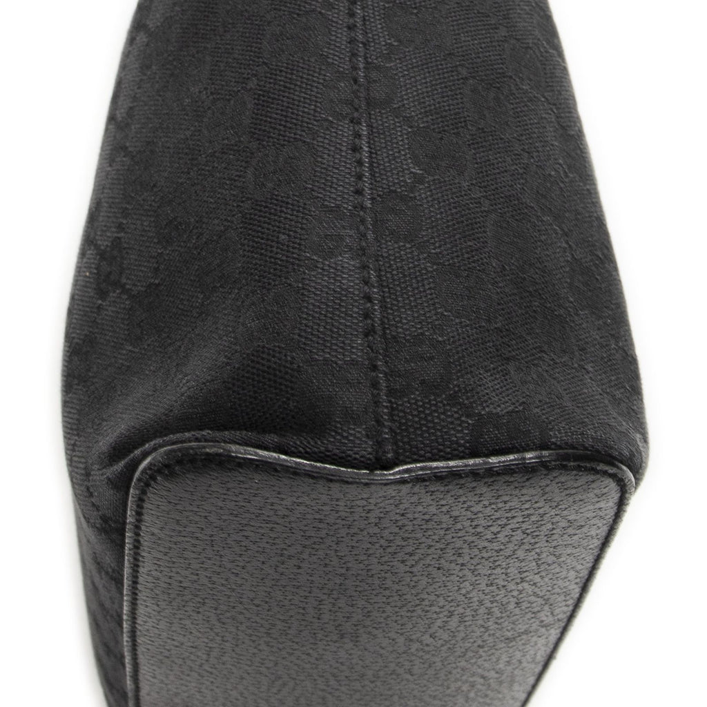 Gucci Ring Handle Zip Hobo Black GG Canvas — view 7