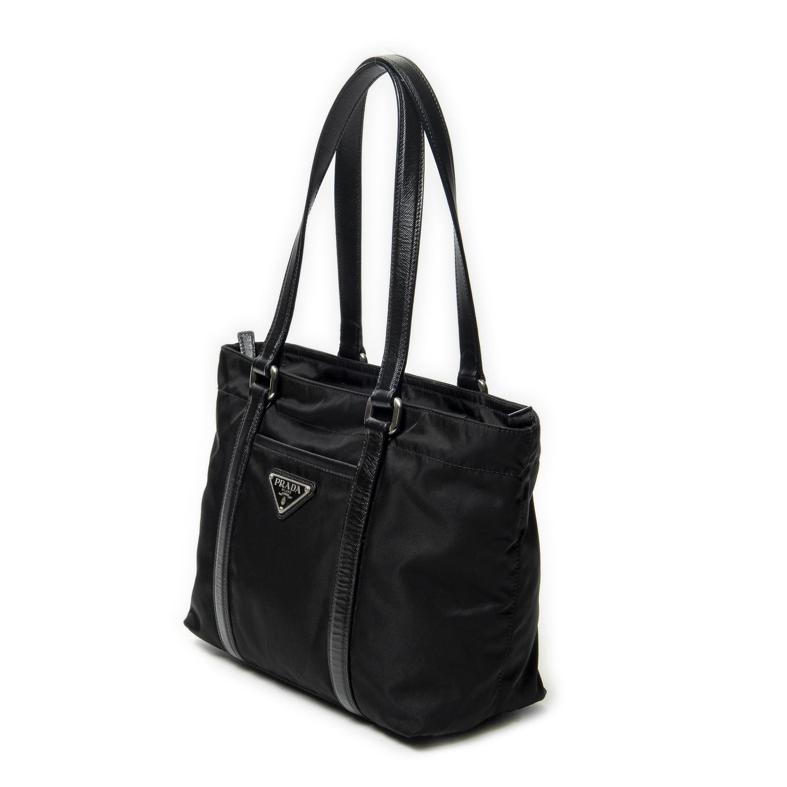 Prada Zip Shopping Tote Black Nylon Canvas — view 2