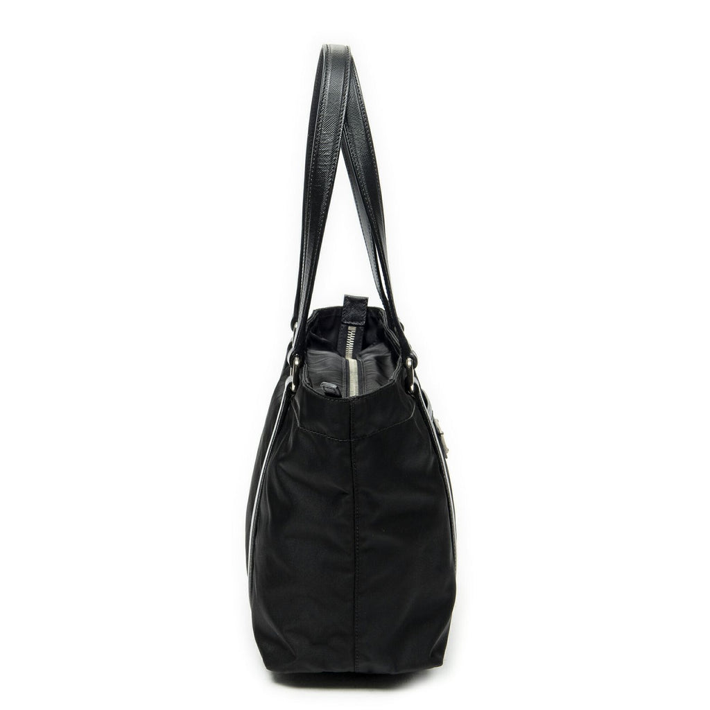 Prada Zip Shopping Tote Black Nylon Canvas — view 4