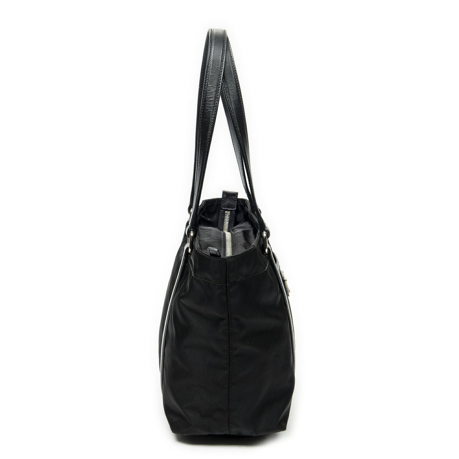 Prada Zip Shopping Tote Black Nylon Canvas — view 4