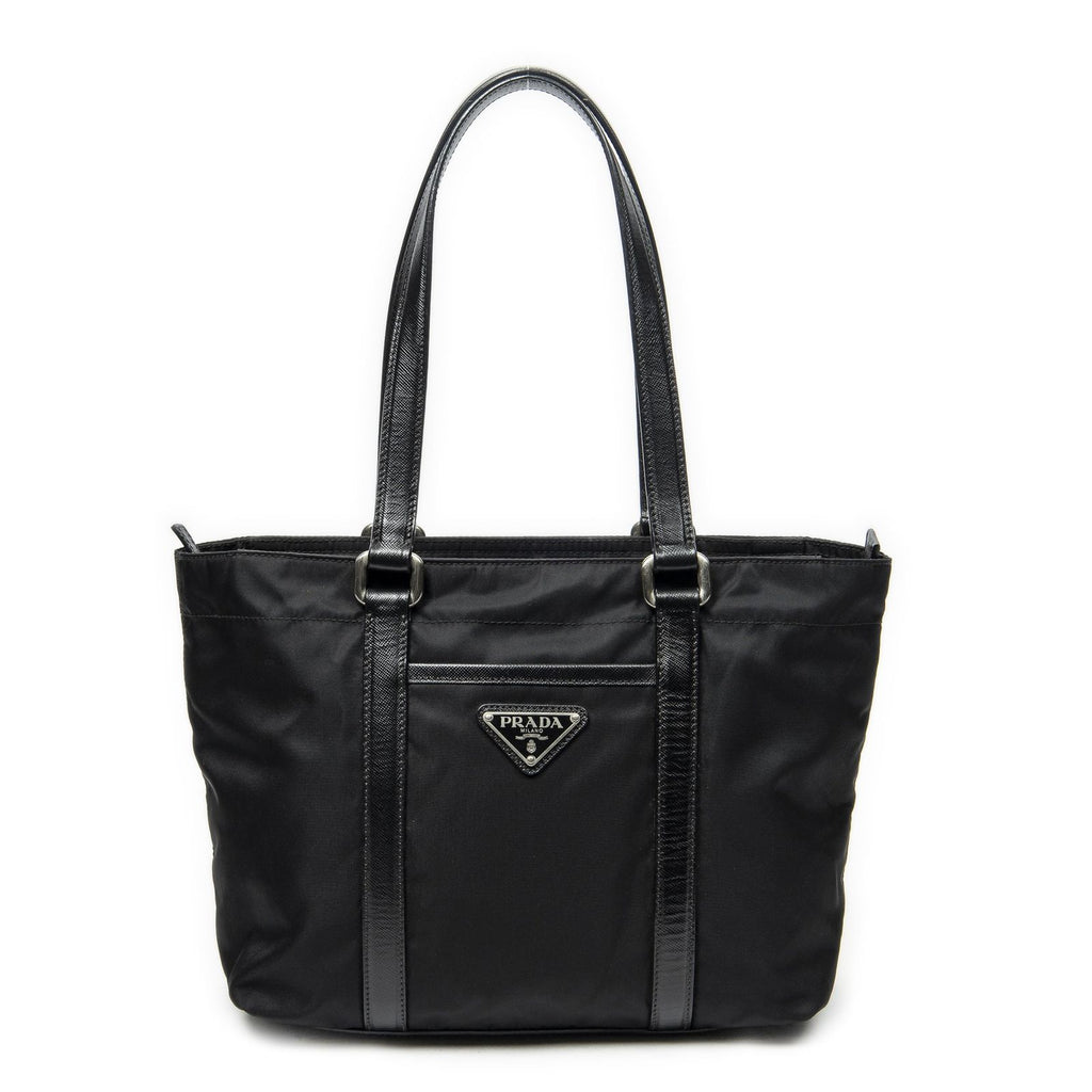 Prada Zip Shopping Tote Black Nylon Canvas