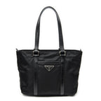 Prada Zip Shopping Tote Black Nylon Canvas