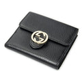 Gucci Interlocking Compact French Wallet Black Gray Calfskin Leather
