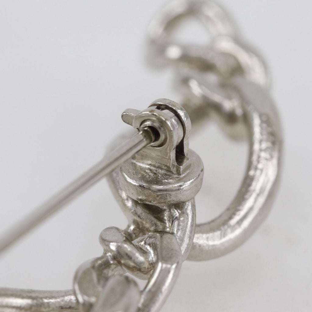 Chanel CC Logo Open Work Chain Metal Silver Brooch — view 8