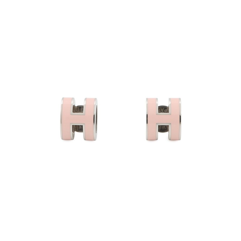 Hermes Earrings Mini Pop Pink Silver Motif