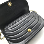 Chanel CC Logo Lambskin Half Moon Turnlock Chain Shoulder Bag Black — view 8