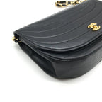 Chanel CC Logo Lambskin Half Moon Turnlock Chain Shoulder Bag Black — view 5
