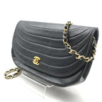 Chanel CC Logo Lambskin Half Moon Turnlock Chain Shoulder Bag Black — view 2
