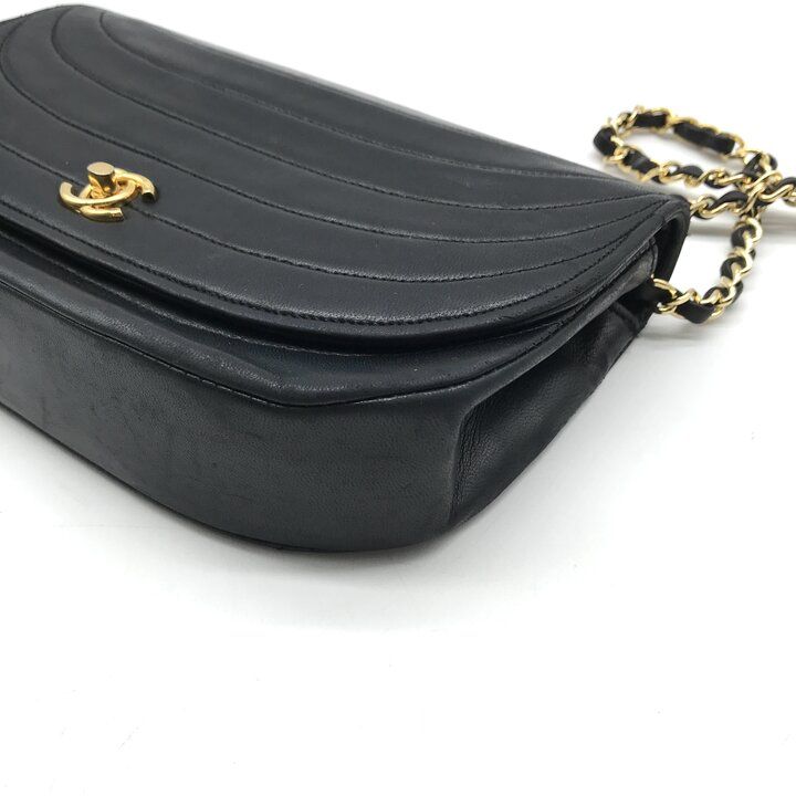 Chanel CC Logo Lambskin Half Moon Turnlock Chain Shoulder Bag Black — view 6