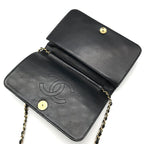 Chanel CC Logo Quilted Push Lock Leather Chain Shoulder Bag Black — view 7