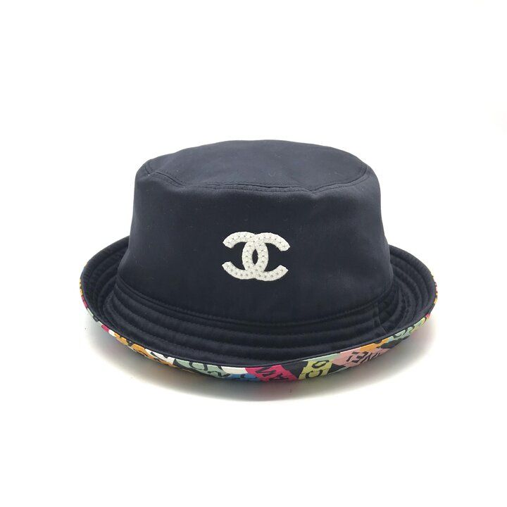 Chanel CC Logo Reversible Hat 24c Hat Navy Multi Color — view 2