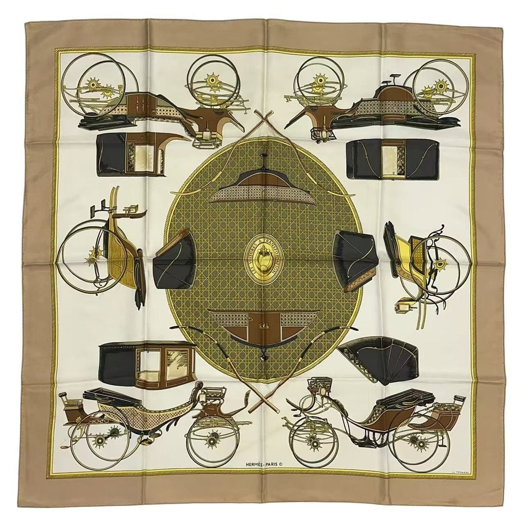 Hermes Carre 90 Silk Scarf les Voitures a Transformation Folding Top Carriage