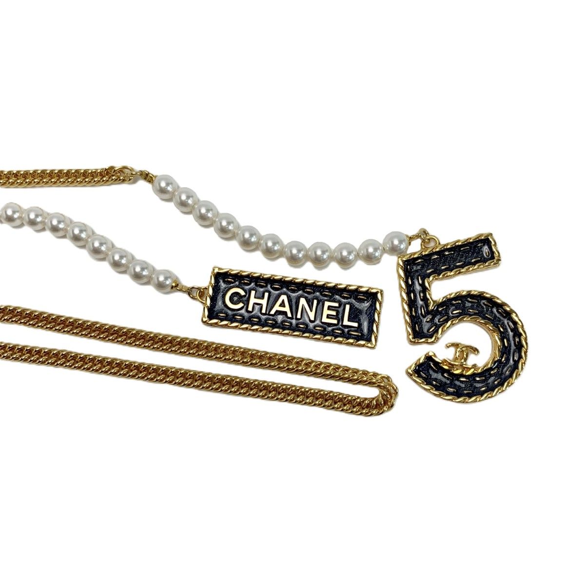 Chanel No5 Pearl Necklace Long Plated