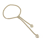 Chanel CC Logo Heart Chain Thailand Gold Rhinestone Necklace — view 2