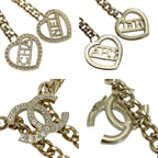 Chanel CC Logo Heart Chain Thailand Gold Rhinestone Necklace — view 5