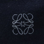Loewe Anagram Logo Embroidery Cashmere Blend Wool Fringe Scarf Navy — view 2
