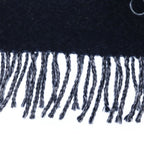 Loewe Anagram Logo Embroidery Cashmere Blend Wool Fringe Scarf Navy — view 3