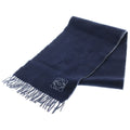 Loewe Anagram Logo Embroidery Cashmere Blend Wool Fringe Scarf Navy