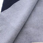 Loewe Anagram Logo Embroidery Cashmere Blend Wool Fringe Scarf Navy — view 5