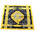 Hermes Carre 45 Porte Bonheur Silk Scarf Black Yellow