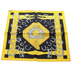 Hermes Carre 45 Porte Bonheur Silk Scarf Black Yellow