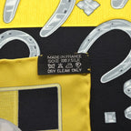 Hermes Carre 45 Porte Bonheur Silk Scarf Black Yellow — view 4