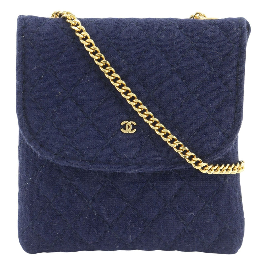 Chanel Chain Pouch Micro Quilted Cotton Navy