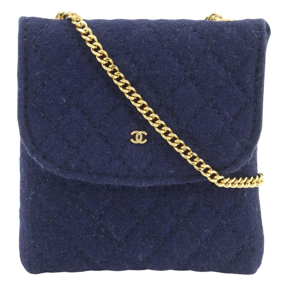 Chanel Chain Pouch Micro Quilted Cotton Navy