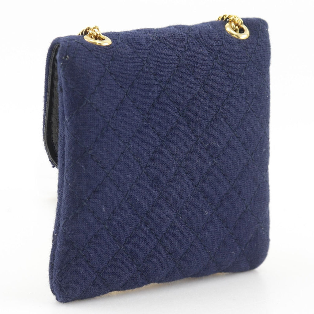 Chanel Chain Pouch Micro Quilted Cotton Navy — view 3